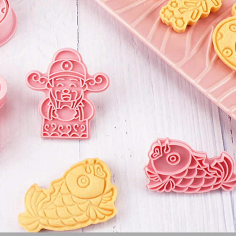 Gro 6pcs Cetakan Cookies / Cookies DIY Bahan Plastik Untuk Festival Musim Semi