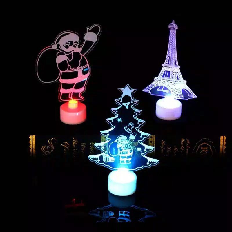 Family games 3d night light pajangan lampu tidur hiasan meja natal santa clause