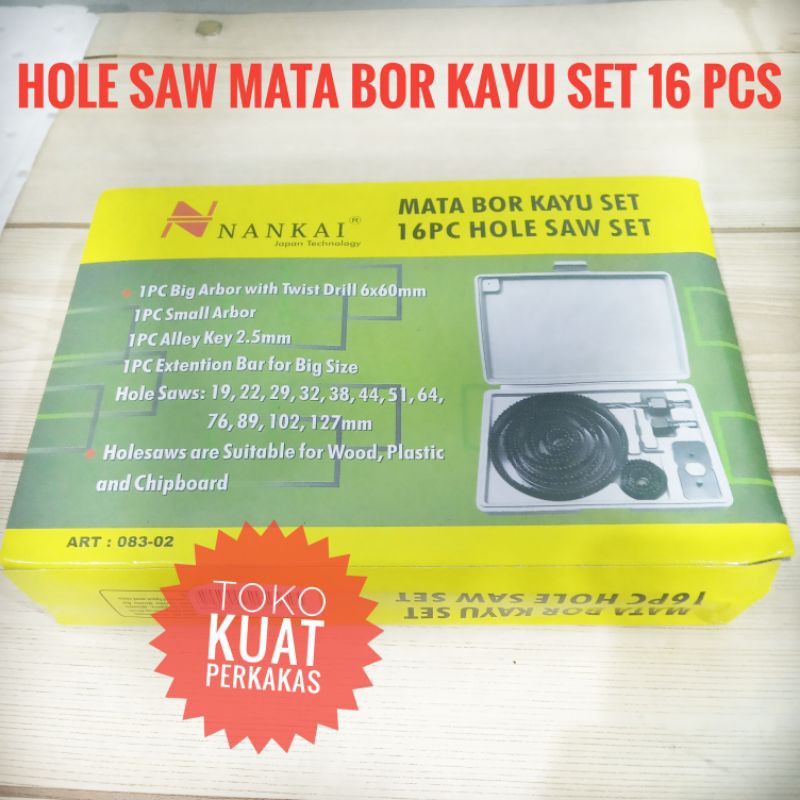 Nankai hole saw mata bor kayu set 16 pcs