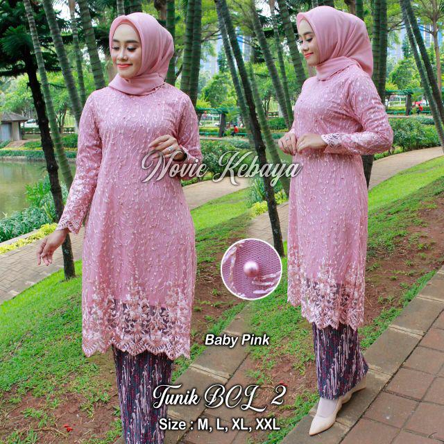 Tunik tile bordir /kebayamurah/kebayamodren/kebayapesta / Kebaya Brukat / Kebaya Tunik / Kebaya-Dasty pink