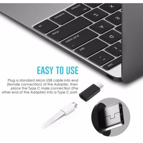 2Pack Micro USB to Type C Adapter Connector For  Samsung Huawei Xiaomi