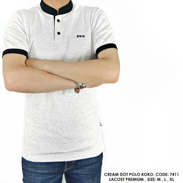 Kaos polo kerah koko putih polos cowok pria laki-laki