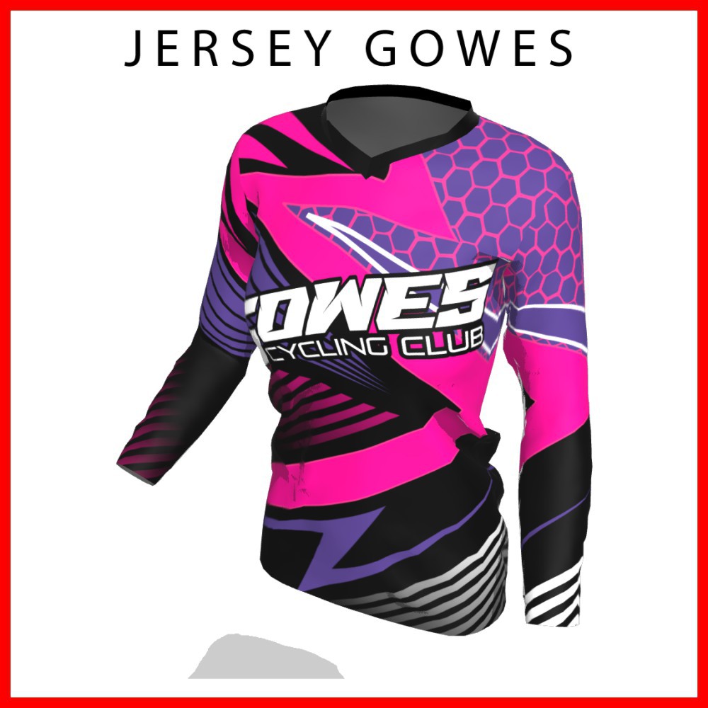 Baju Kaos Jersey Sepeda Gowes Wanita Cewek Perempuan Lengan Panjang Printing-148