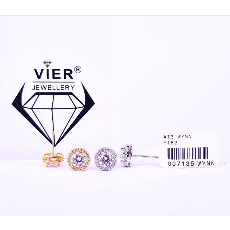 ATX172113 Anting Replika Berlian Cantik Permata Mewah Elegant Premium High Quality Silver Gold