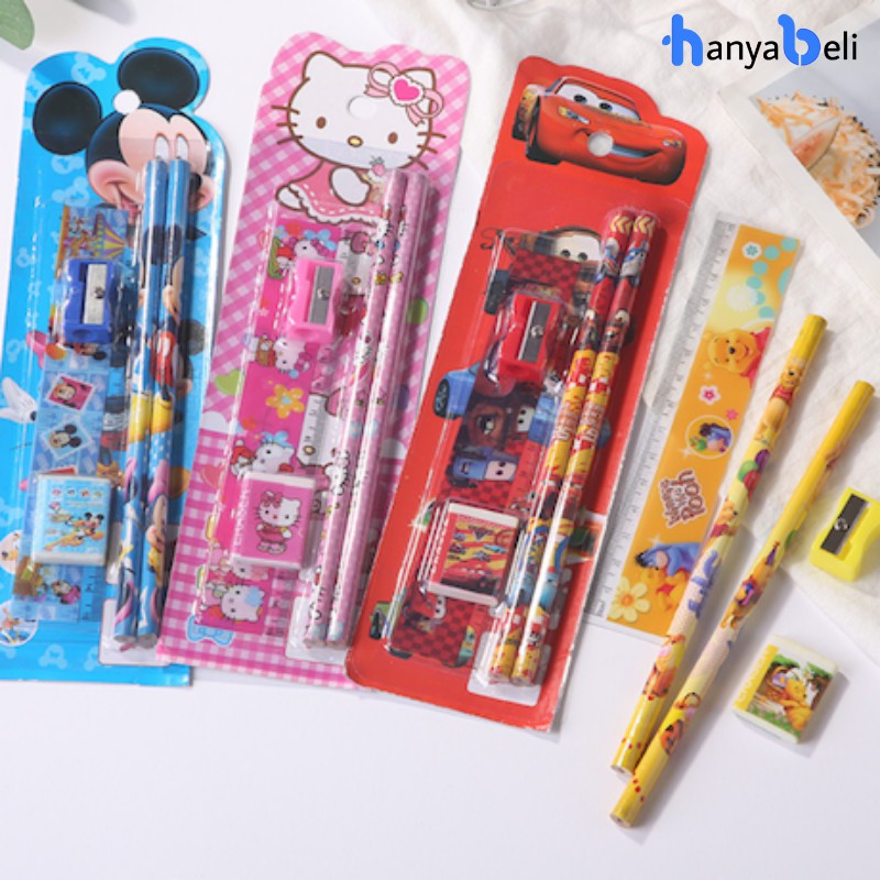 HanyaBeli Stationery Paket Alat Tulis 5 In 1 Alat Tulis Anak Sekolah 2 Pensil