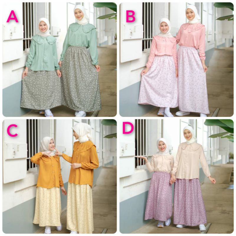 SHAKILA strecth print set by AERAAQU Setelan blus Rok Kekinian Remaja Setelan remaja