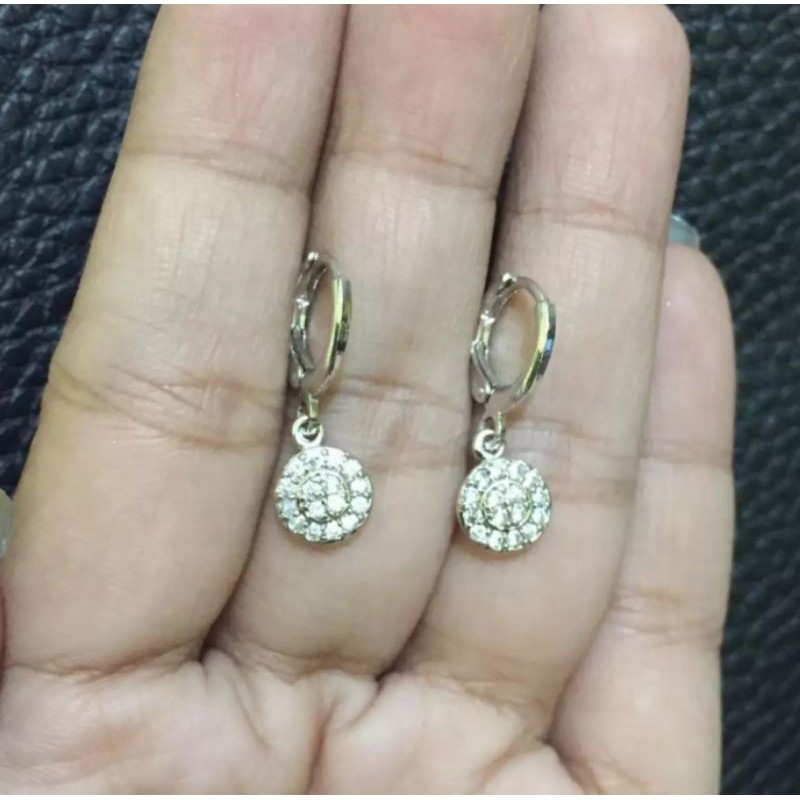 anting gantung bulat silver