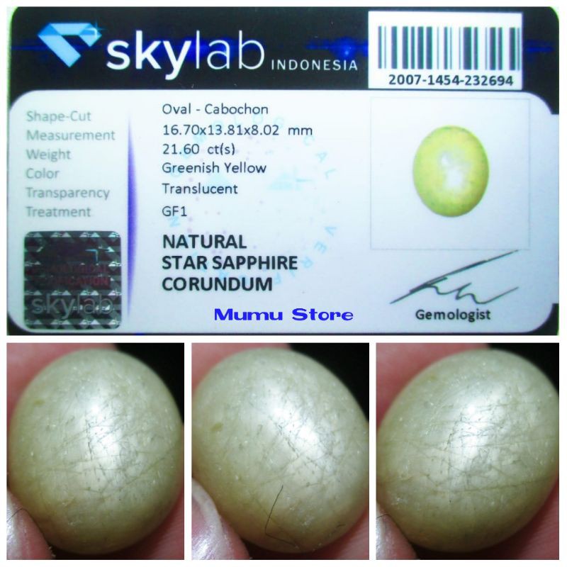 NATURAL YELLOW SAPPHIRE STAR KRYSTAL