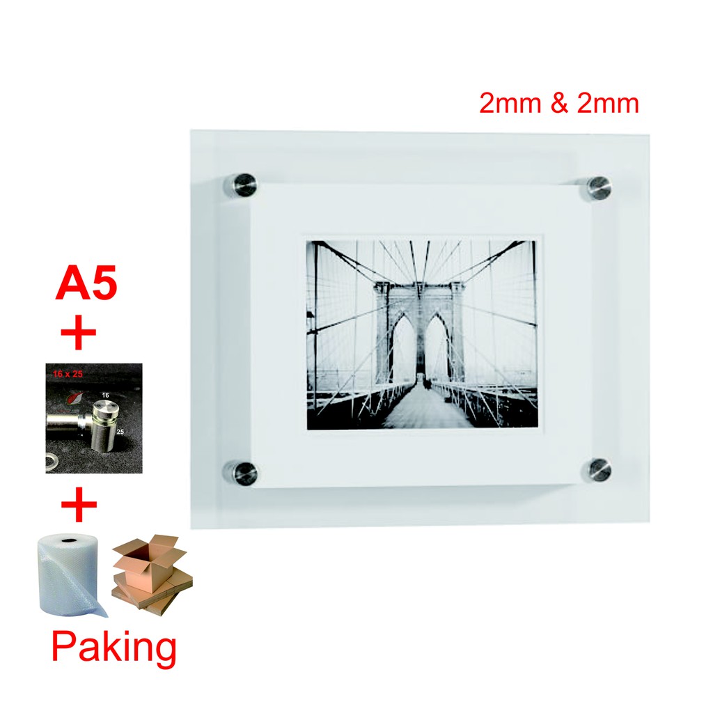 Mount A5 Acrylic Display / Frame Akrilik / Akrilik Poster Dinding 2mm &amp; 2mm