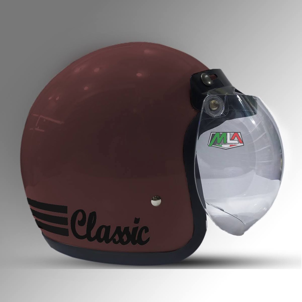 Helm Bogo Retro Dewasa Classic Untuk Pria Dan Wanita SNI Kaca datar  Kaca cembung Hitam Bening BISA COD Free Packing