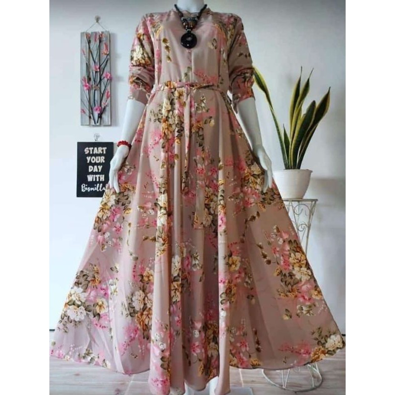 BAJU WANITA GAMIS MAXI TUTU TULIP DRES MUSLIM KATUN TERLARIS