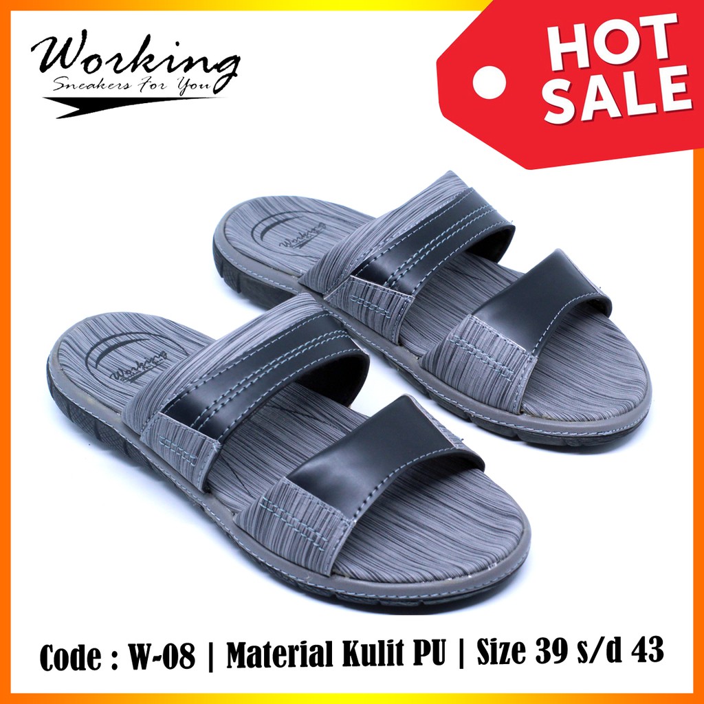  Sandal  pria  working W 08 sendal kulit pria  sendal kasual 