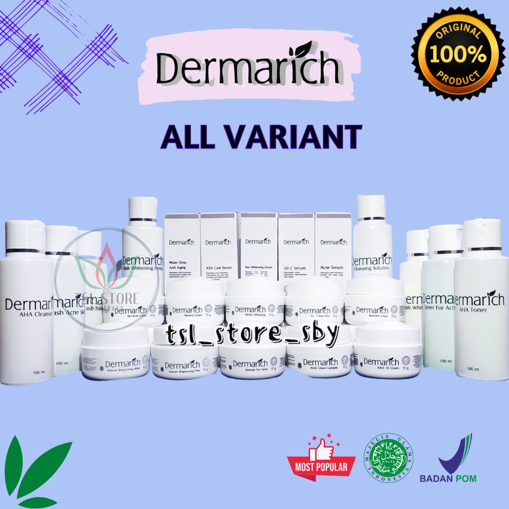 Dermarich Skincare All Varian - Bisa COD - Item Pembersih | Facial Wash | Sunscreen | Toner | Pelemb