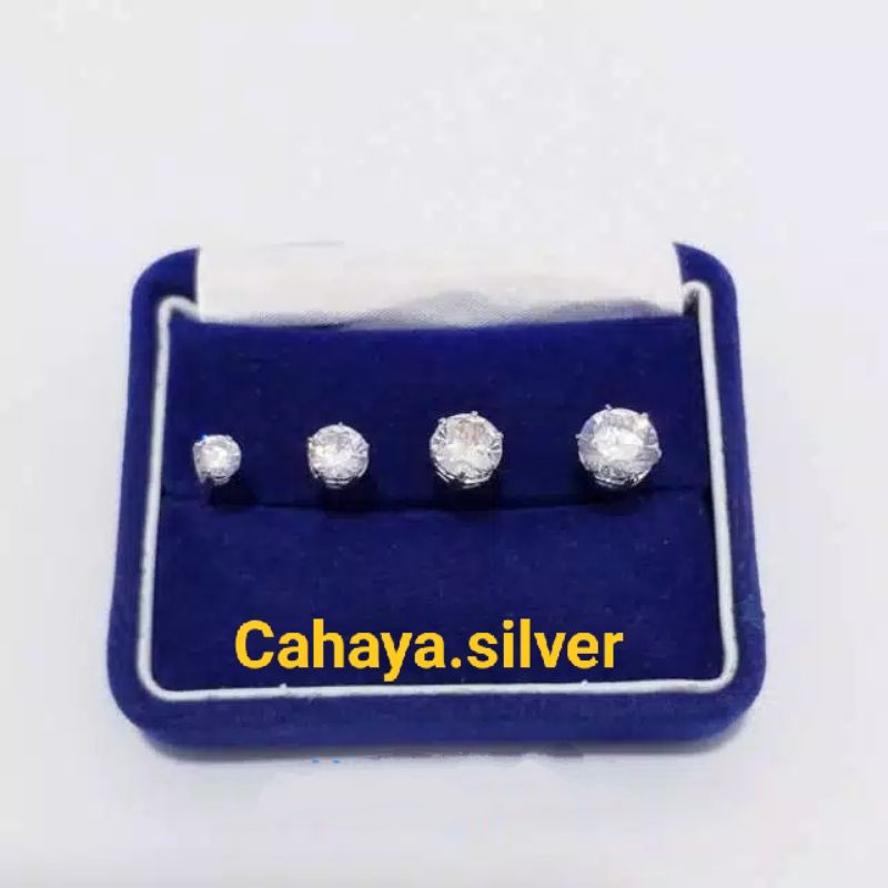 GIWANG DESI MATA DIAMOND ASLI PERAK 925 LAPIS MAS PUTIH