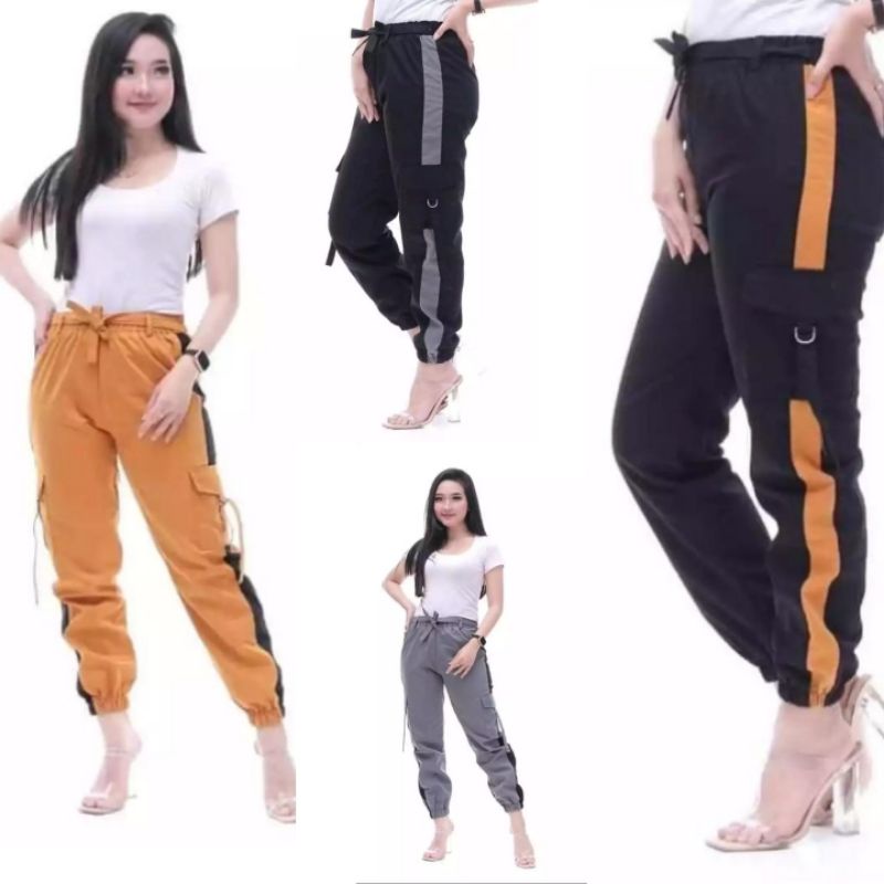 (S M L XL XXL) Celana jogger wanita cargo pants Celana Baggypant