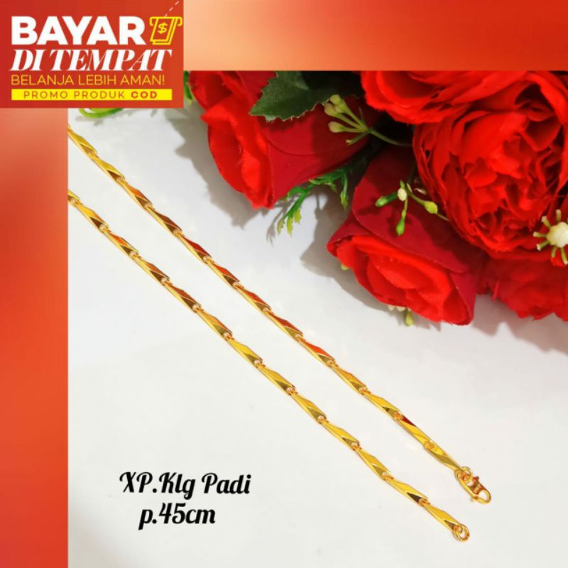 Kalung Dewasa motif padi emas 24k tidak karat