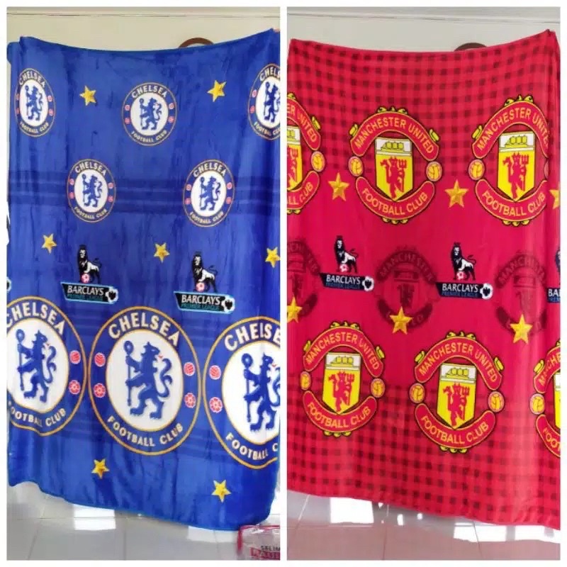 Selimut bola Chelsea man united premium tebal