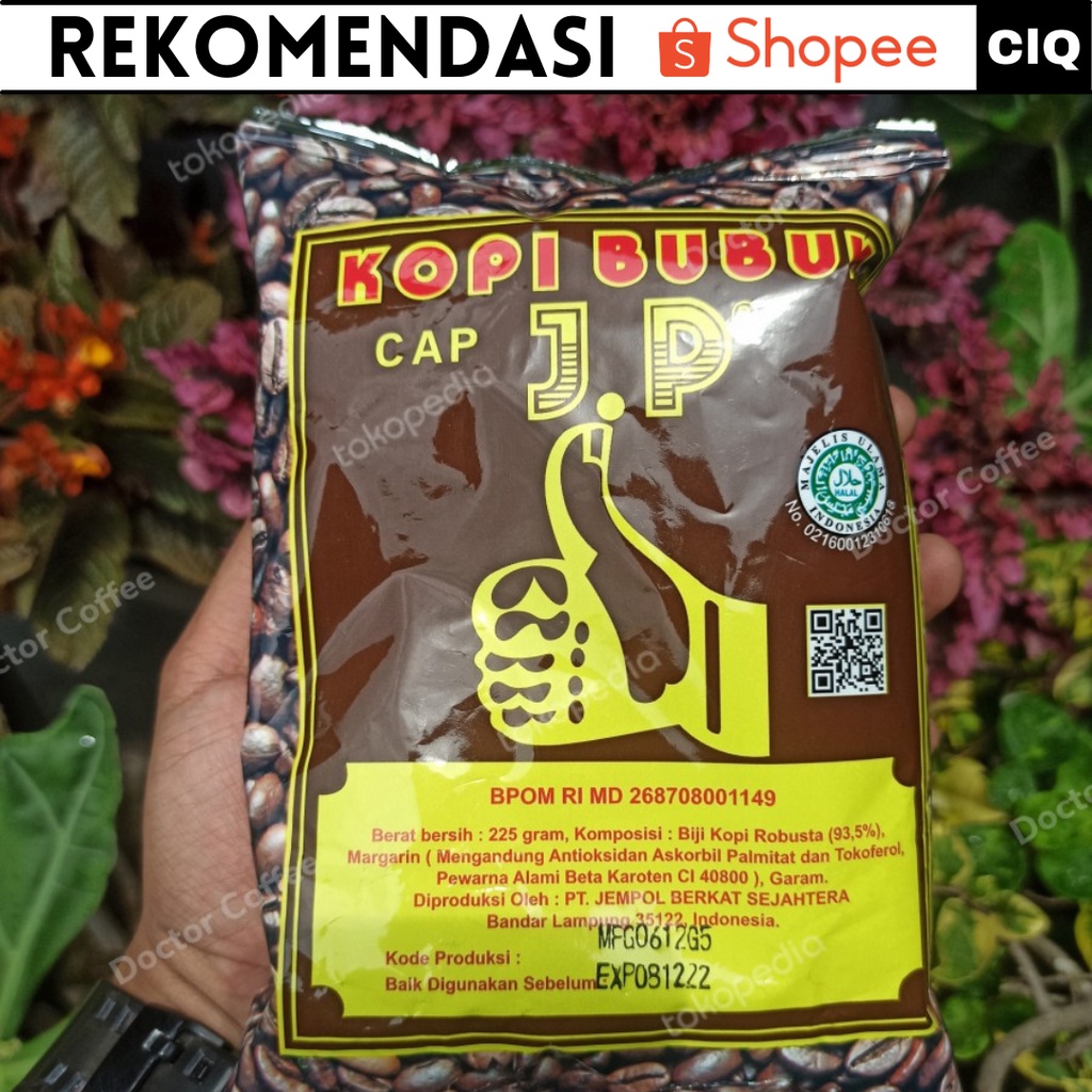 Kopi Jempol Asli Kopi Jempol Cap JP Lampung Kemasan 225gr - Kopi Bubuk Asli / Kopi Lampung Asli