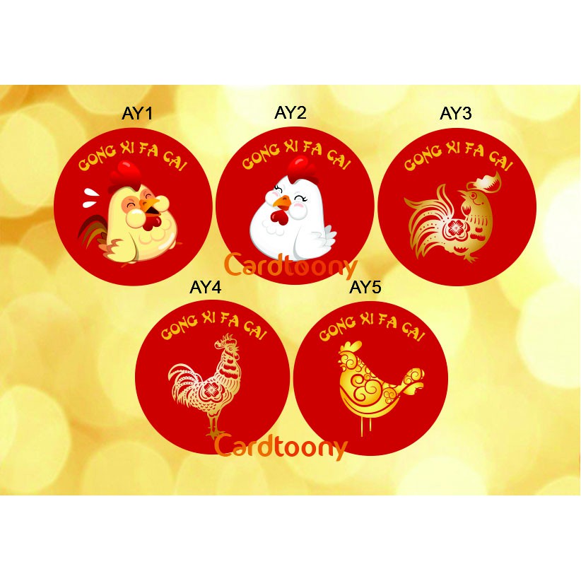 

Stiker / sticker imlek Ayam / Chicken Gong Xi Fa Cai kado souvenir kue