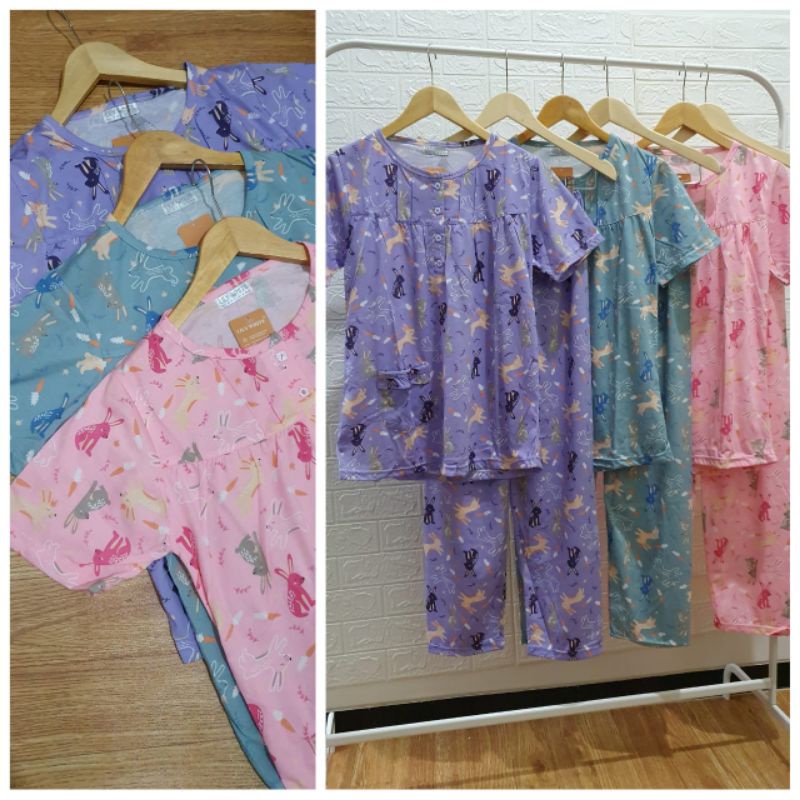 Piyama Cp lily White baju tidur wanita celana panjang all size