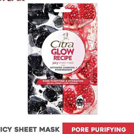 [KODE PRODUK 88] Citra Glow Recipe Juicy Sheet Mask / Masker Wajah Activated Charcoal + Pomegranate