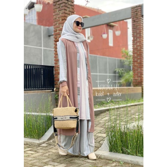 BISA COD NIRINA SET OUTER KULOT ONESET ONE SET SETCEL SETELAN LONG TUNIK BY YAYUKU