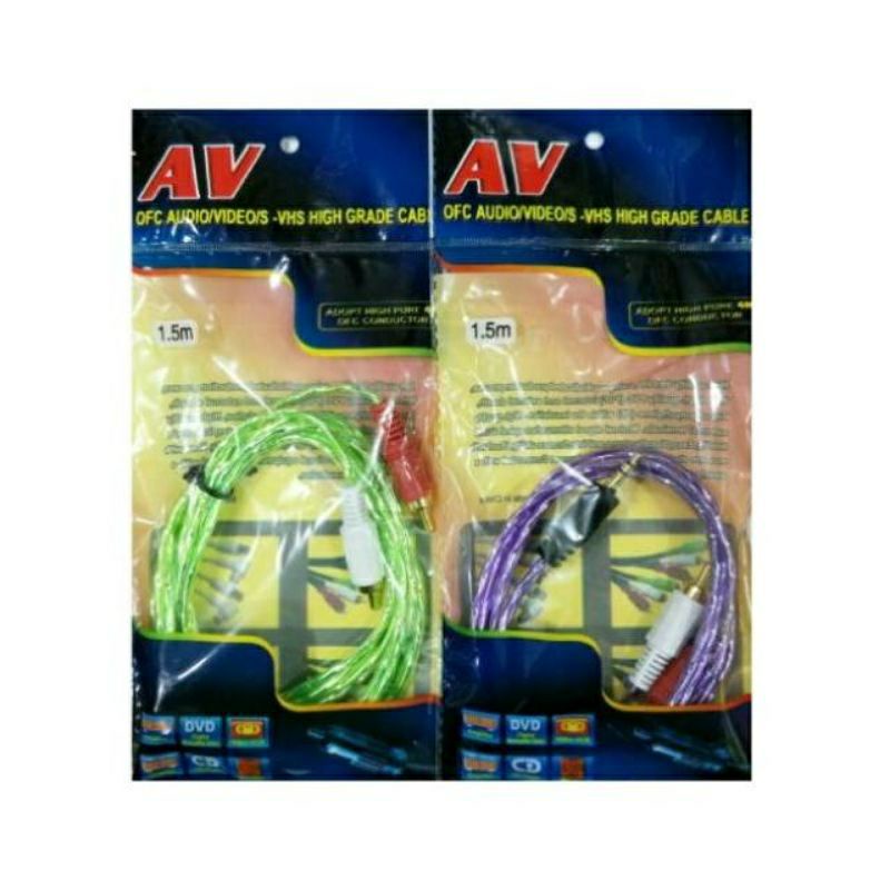 KABEL TEBAL SOLID AUX 1.5M + PACKING AUX 2IN1/JACK 3.5MM RCA 2IN1 CABEL CABEL