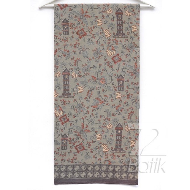 BAHAN BATIK PREMIUM Katun Motif Jam Gadang Warna Hijau Grey Alam 724088 Cap 72 Jarik Jarit Samping Kebat Panjang Batik Katun Modern Premium Bahan Seragam Batik Pernikahan Kantor Keluarga Murah Kamen Jadi Batik Bali Lembaran