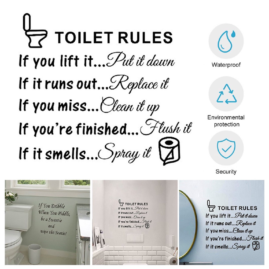 Toilet Rules Quote Wall Stickers Bathroom Washroom Pvc Removable Wall Art Decals Home Decor Toma08 Shopee Indonesia