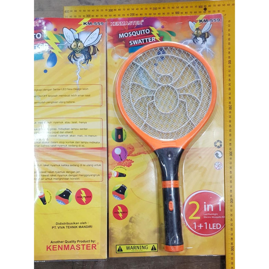 KENMASTER Raket Nyamuk Listrik  2 in 1 Mosquito Senter led stark