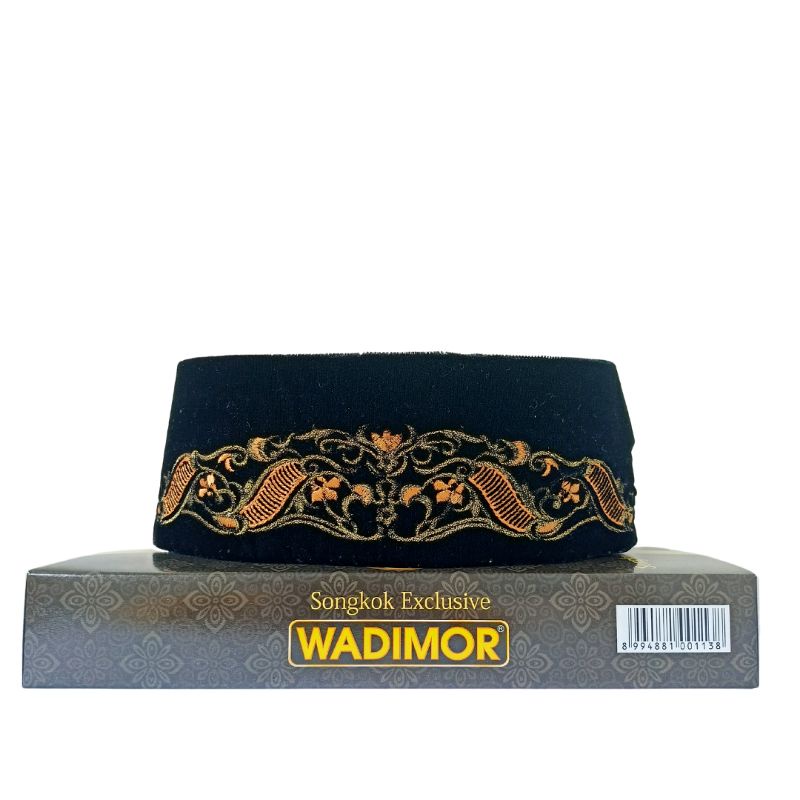 Peci Wadimor bordir dewasa benang emas Songkok Hitam Tinggi 9 premium