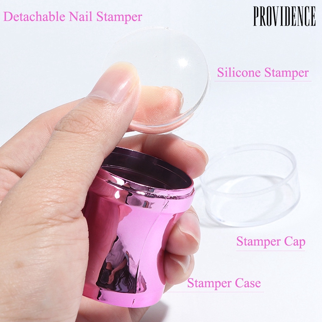 Providence Metal Solid Color Handle Transparent Silicone Head Manicure Nail Art Stamper