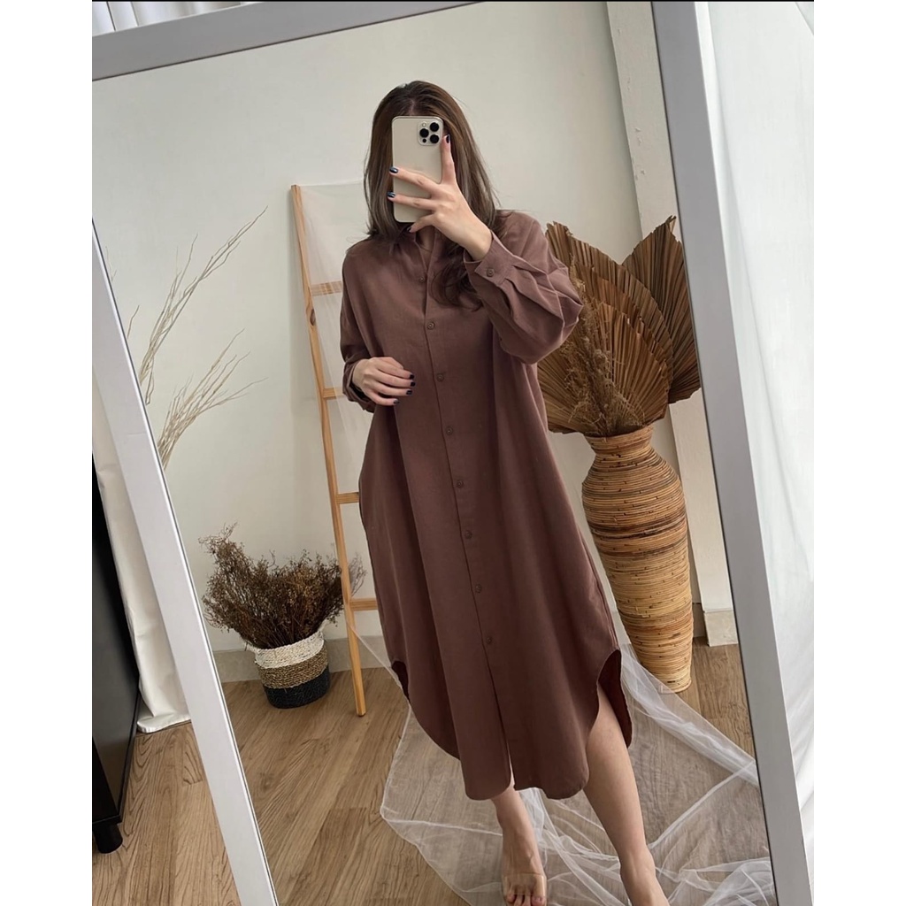 (MGA) TUNIK ARUMIKA FULL KANCING DAILY BUSUI WANITA TUNIK LINEN