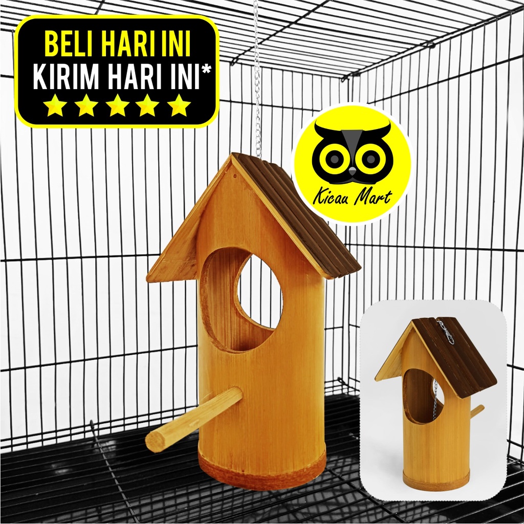 Glodok Bambu Rumah Atap Sarang Gantung Susuh Bertelur Burung Tempat Sarang Ternak Breeding Koloni Kandang Burung Lovebird Parkit Kenari Hamster