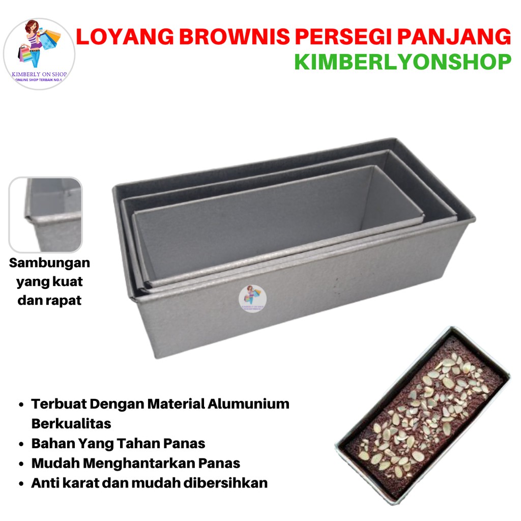 Kimberlyonshop Loyang Cetakan Kue Brownies Loyang Persegi Alumunium