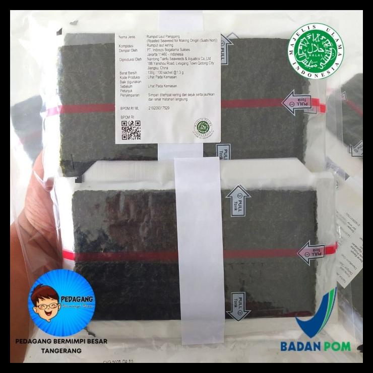 

DISKON TERBATAS !!! TRIANGLE ONIGIRI SUSHI NORI 100 SHEET HALAL MUI / WRAPPER 100 LEMBAR TERLARIS