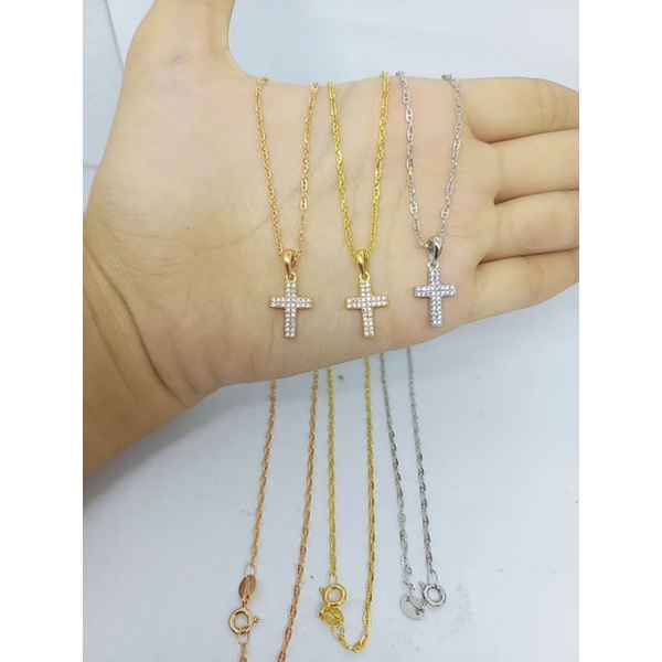 KALUNG PERAK ASLI 925 LAPIS EMAS/KALUNG MINI CART*R +LIONTIN SALIB/KALUNG ASLI SILVER/KALUNG FASHION WANITA