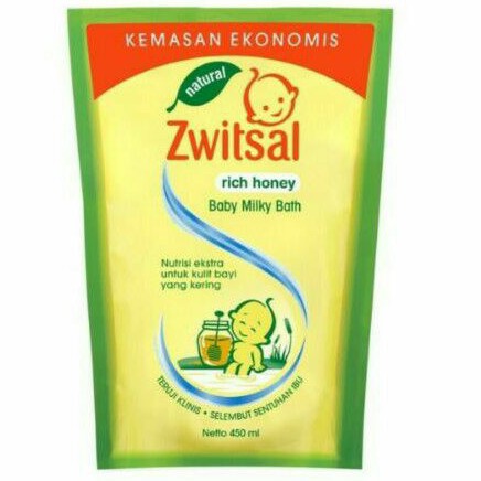 Zwitsal Natural Baby Milky Bath Rich Honey 450ml / Sabun Mandi Bayi