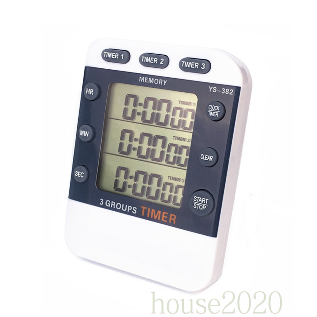 [house2020]Digital Kitchen Cooking Timer Clock 3 Channels Simultaneous Timing Countdown Up Time Counter