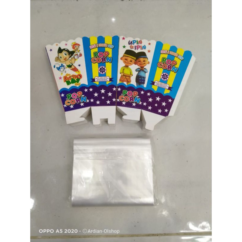 

KERTAS POPCORN SET PLASTIK 12x6 / SIAP PAKAI / BUNGKUS POPCORN / POP CORN