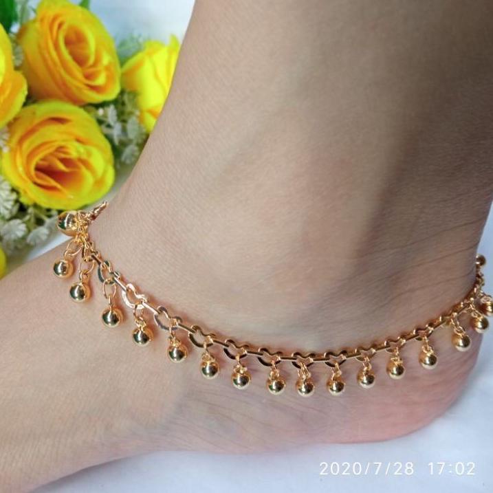 Terbaik.. gelang kaki jurai bola india 24k emas xuping