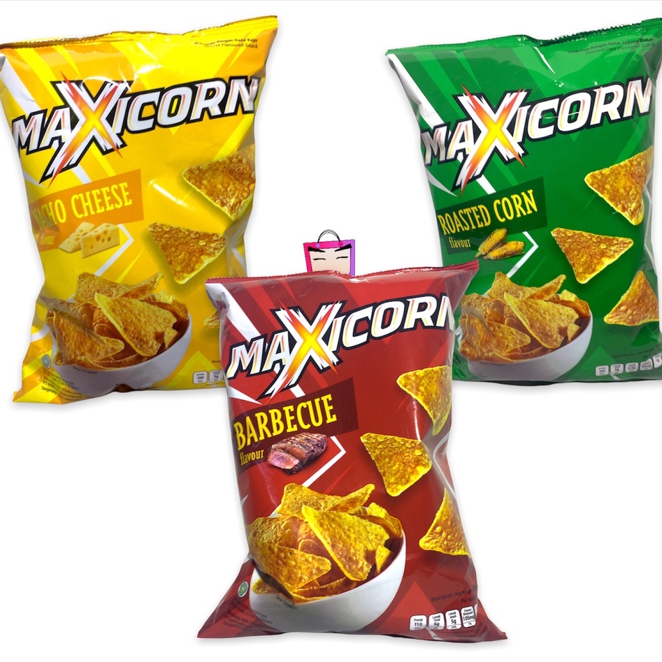 Jual [HALAL] Maxicorn Nacho Cheese / BBQ / Roasted Corn Chips Snack