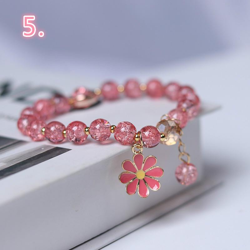 Girl's Crystal Daisy Flower Charm Bracelet for Women Fashion Jewelry Bangles
