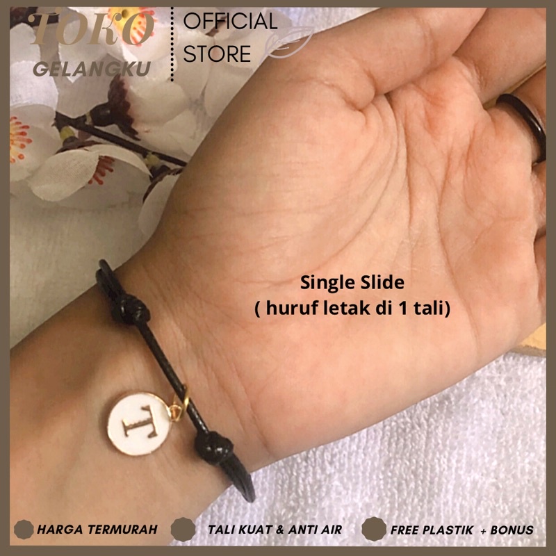 (A-Z) GELANG EPOXY PUTIH ( BELI 10 FREE 1 GELANG POLOS ) / Gelang Tali Huruf Inisial Pria Wanita / Gelang Couple Sahabat Pacar / Bracelet initial Abjad