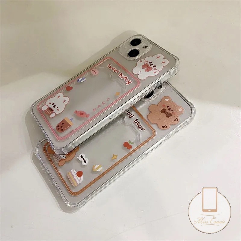 Soft Case Bahan Tpu Desain Kelinci Beruang Untuk iPhone 11 12 13 14 Pro Max XR X XS Max 7 8 6 6s Plus SE 2020