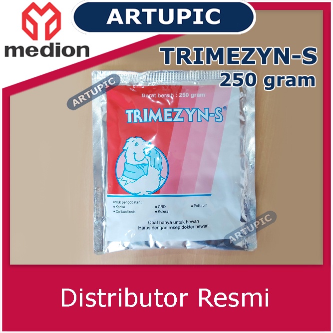 Trimezyn-S 250 gram Obat Hewan Ayam Unggas Kolera Korisa Colibacilosis CRD Pullorum Berak Kapur