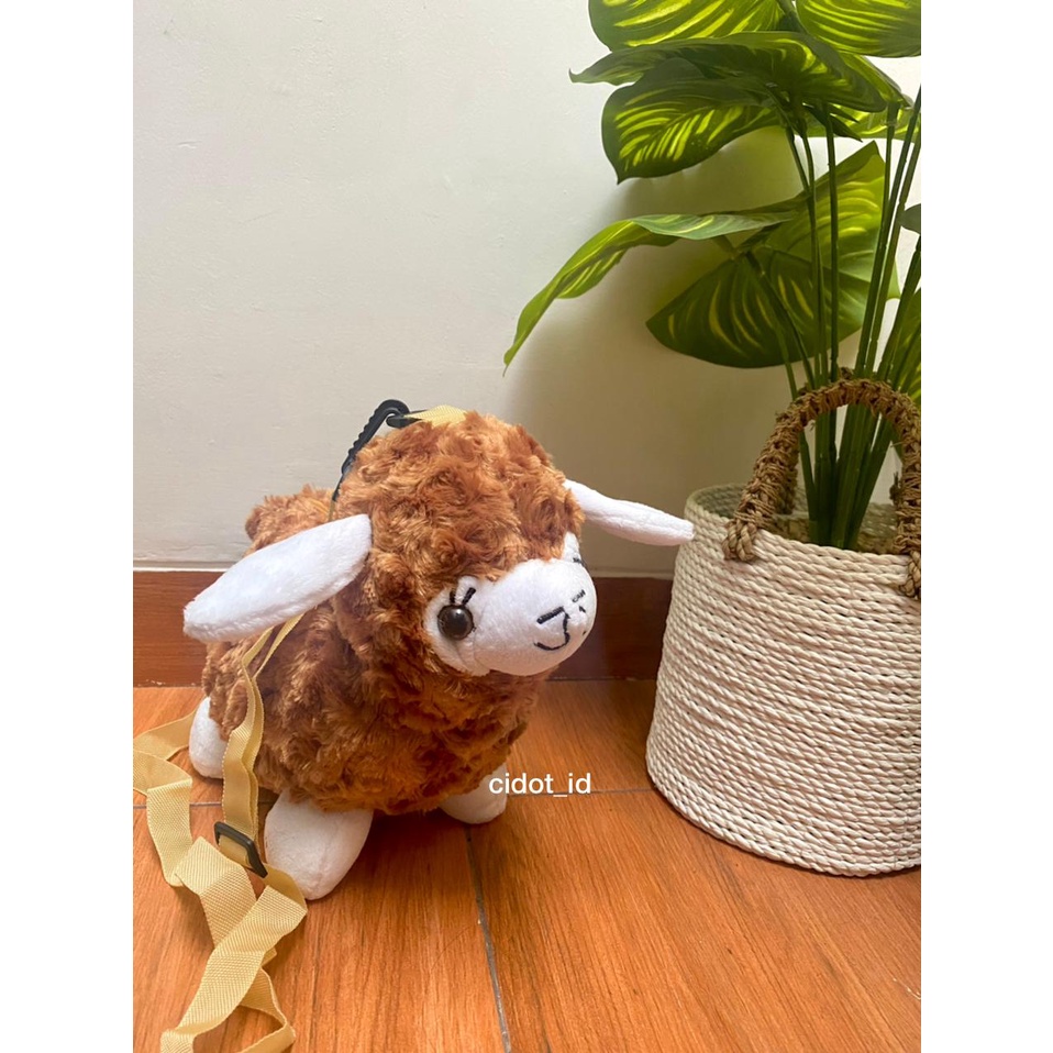 Tas Kambing Embe SHAUN THE SHEEP Bulu Lucu Imut Gemoy Selempang Wanita Baru Boneka Mewah Slingbag Kasual Kartun Karakter Kambing