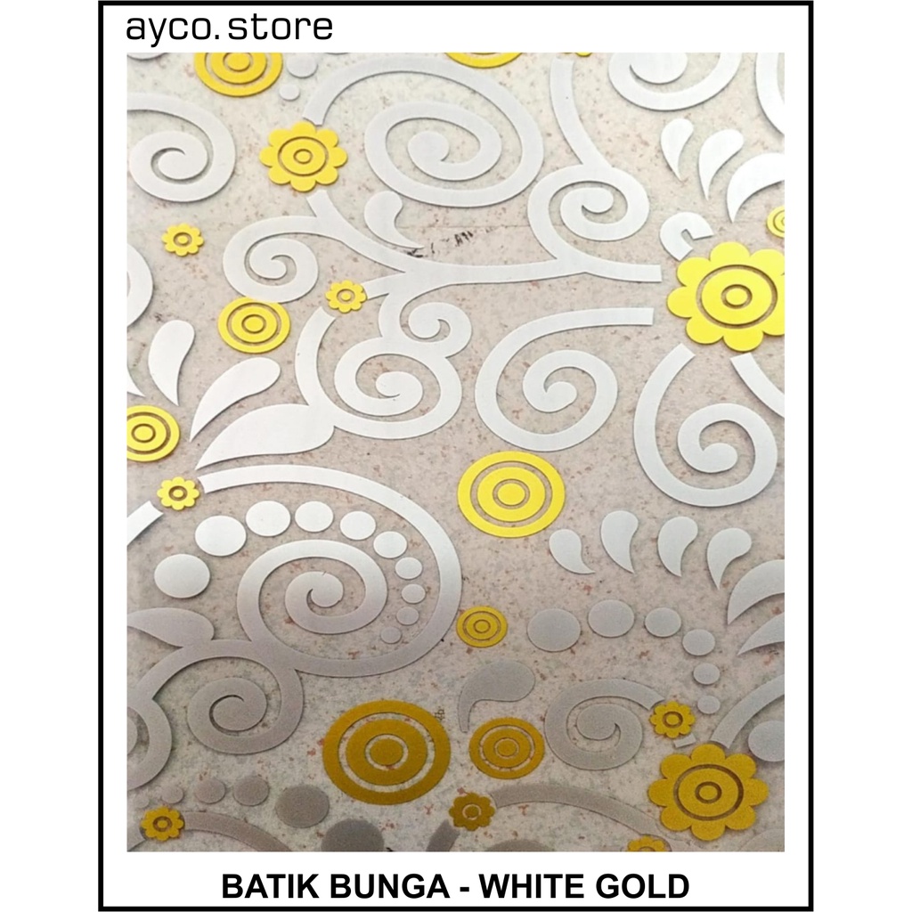 Fiber Pagar Pelapis Penutup Rumah Motif - Batik Bunga  (White Gold)