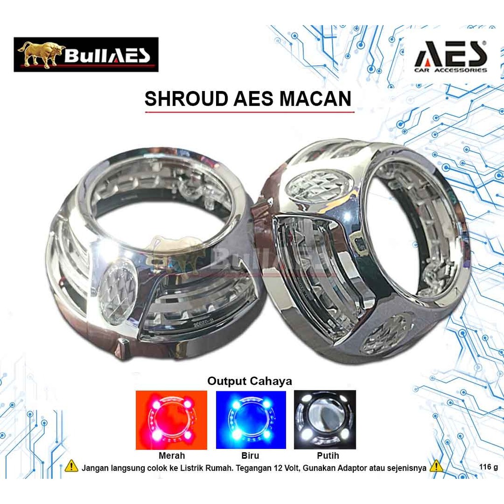 SHROUD PANAMERA (MACAN) With LED Super Bright I SHROUD 3 INCH MERK AES V1427