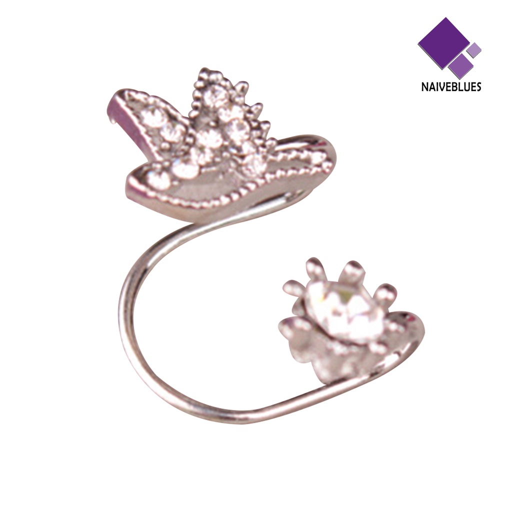 1pc Anting Klip Bentuk Brid Bahan Alloy Aksen Berlian Imitasi Untuk Wanita